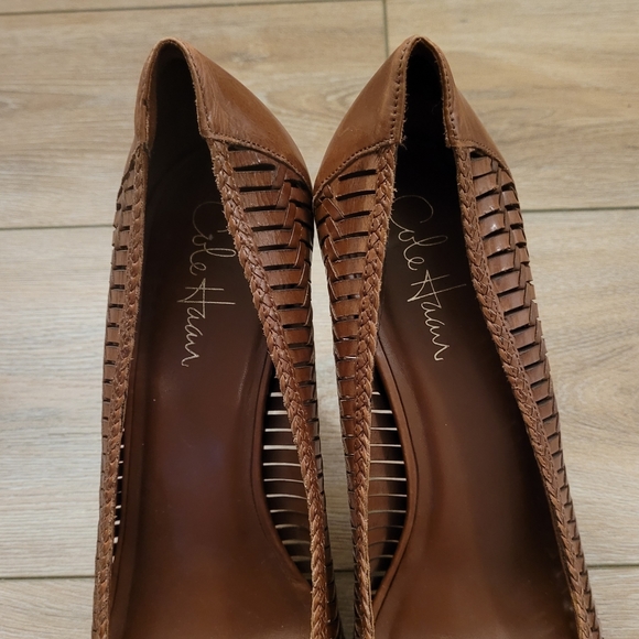 Cole Haan Woven Brown Leather Heels Size 9.5 - Picture 6 of 6